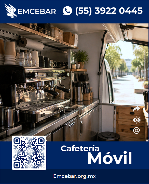 Ejemplo de Cafetería móvil por dentro mostrando interior con equipo colocado - EMCEBAR