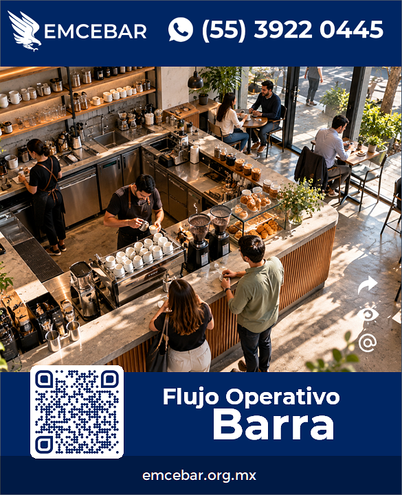 Personas analizando flujo operativo de una barra de cafetería