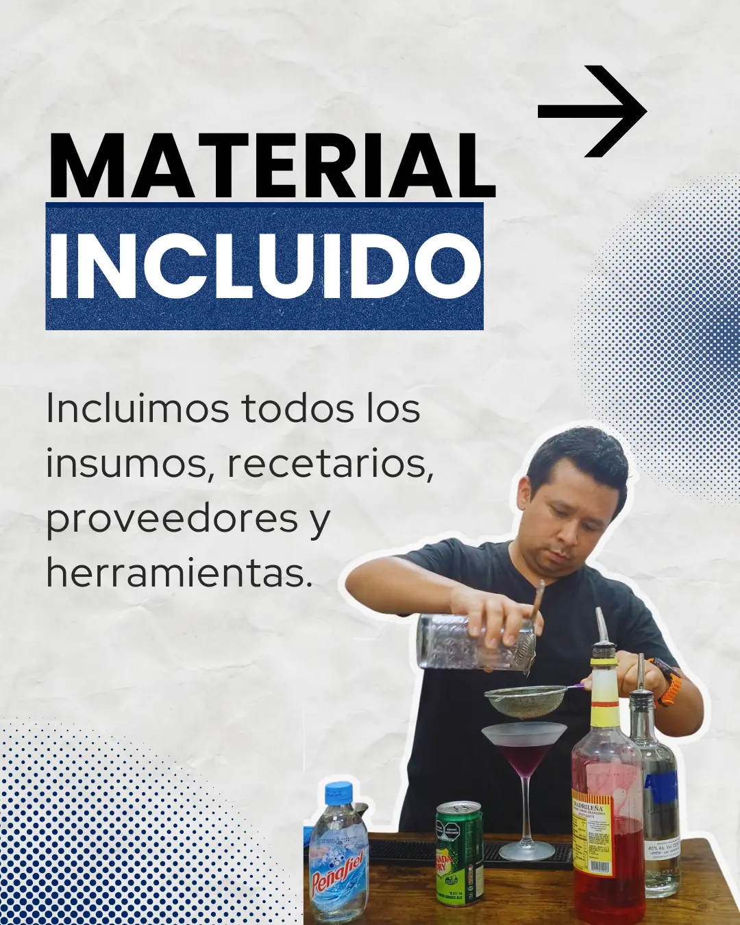 Material incluido en cursos de coctelería