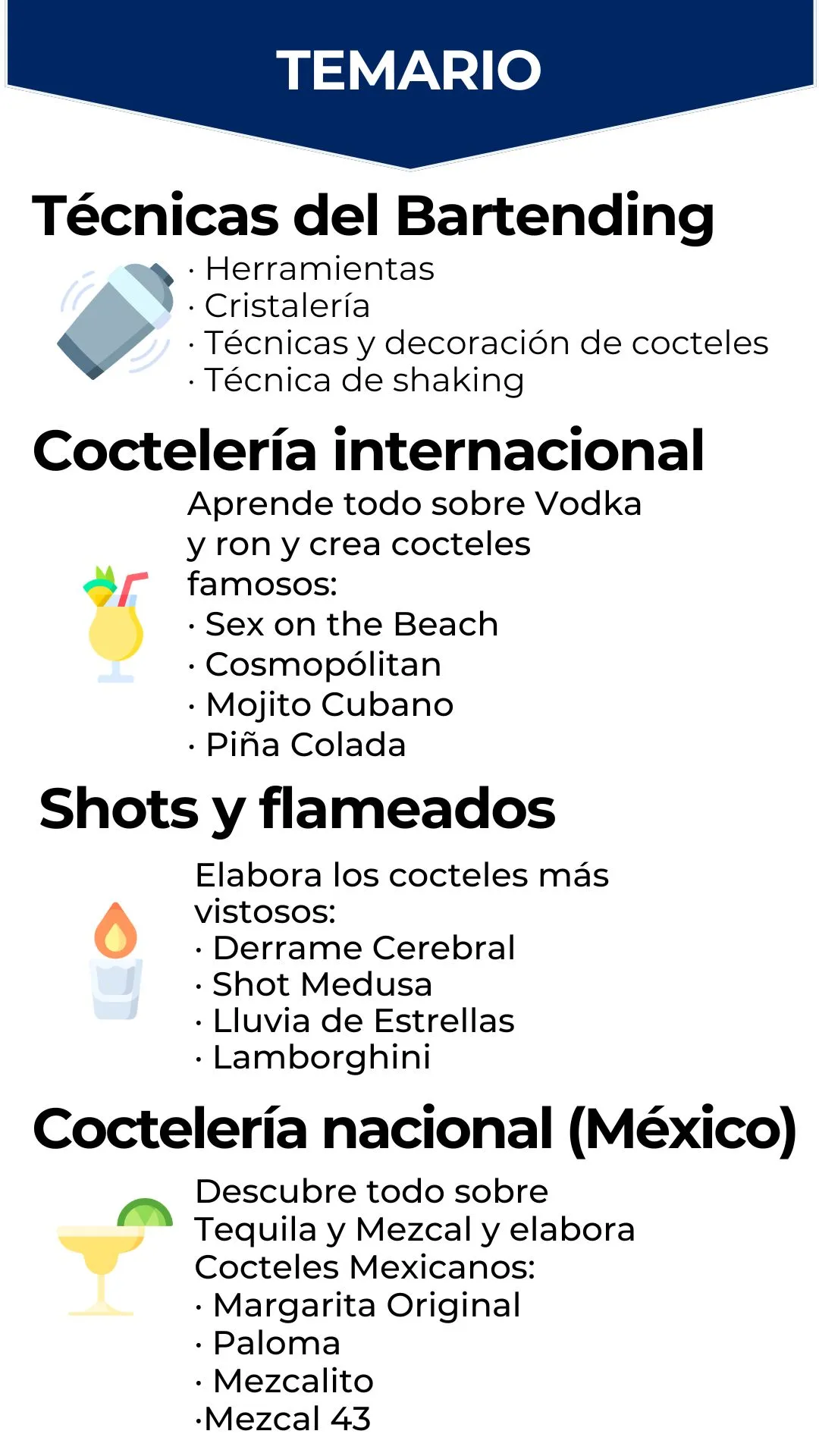 Temario Taller Coctelería Clásica EMCEBAR