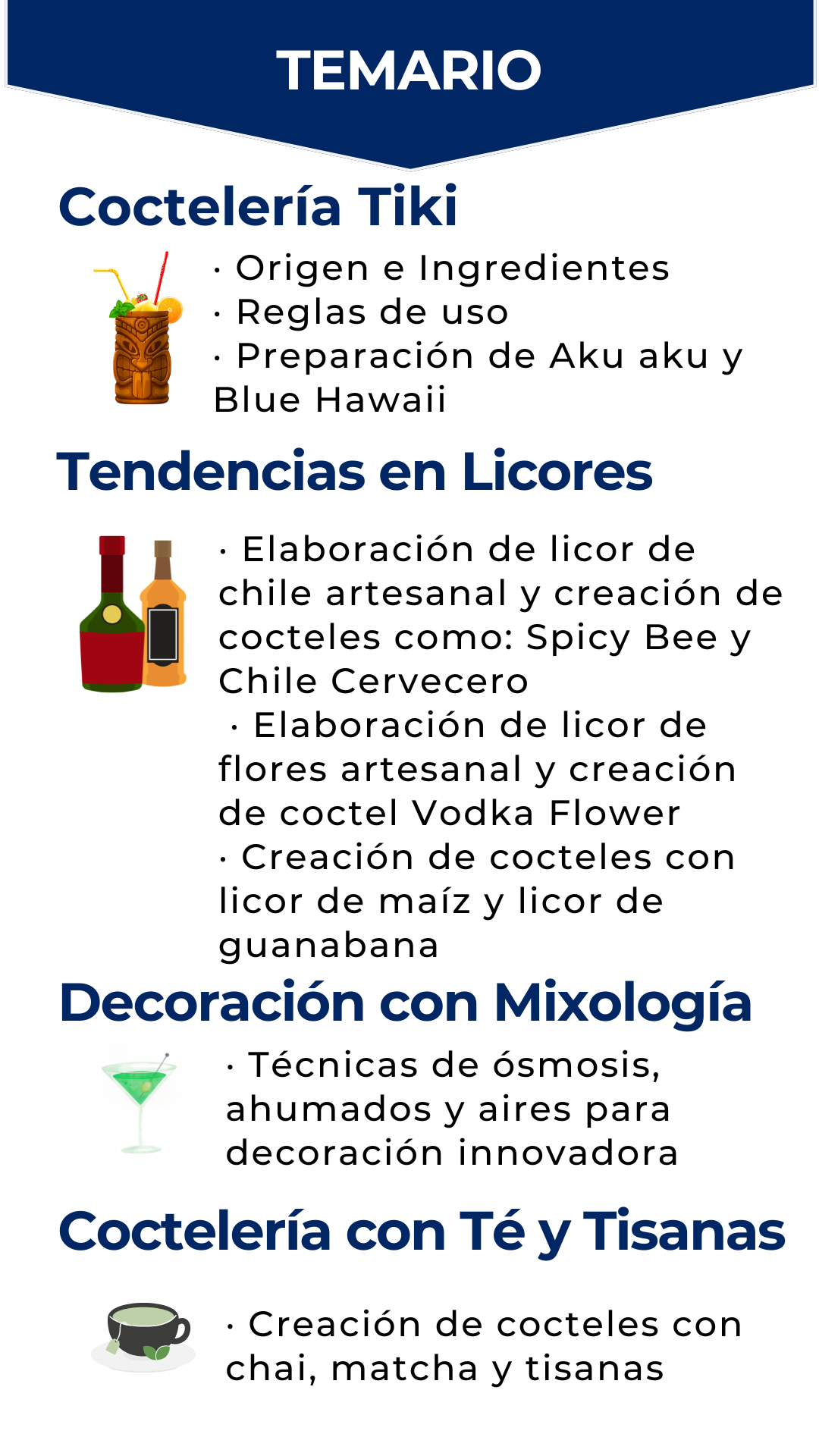 Temario Taller Coctelería Moderna EMCEBAR