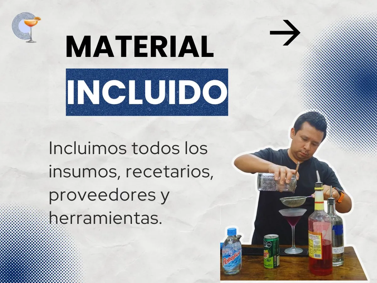 Material incluido en cursos de coctelería EMCEBAR